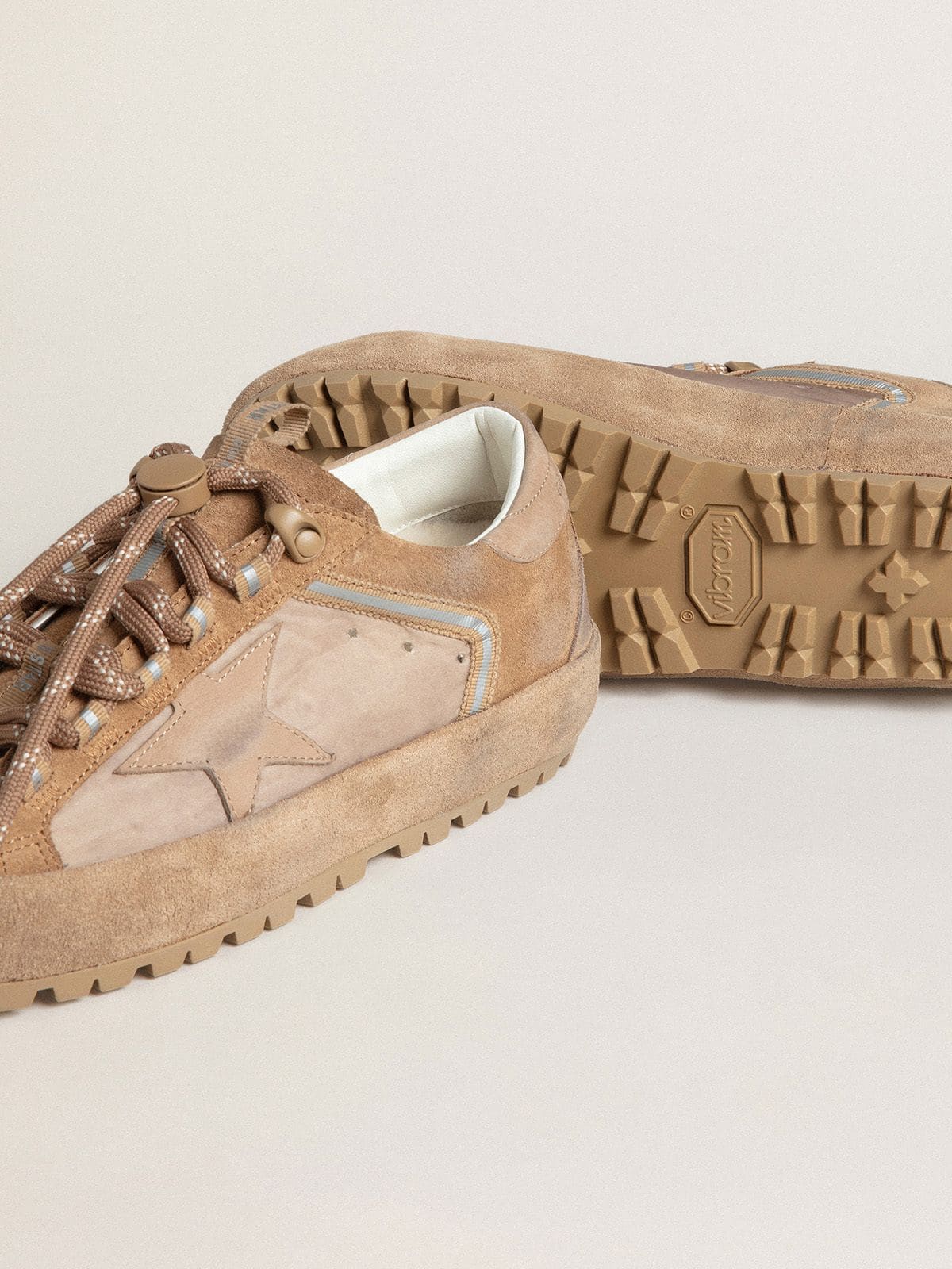 Women's Super-Star Ski in Dolmias and caramel suede with marble nubuck star and heel tab - Golden Goose Women