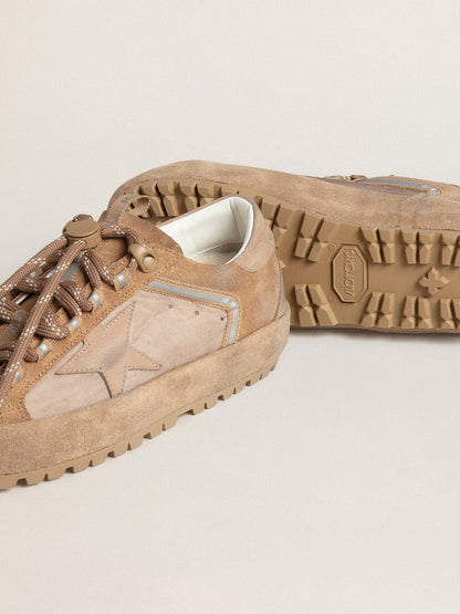 Women's Super-Star Ski in Dolmias and caramel suede with marble nubuck star and heel tab - Golden Goose Women