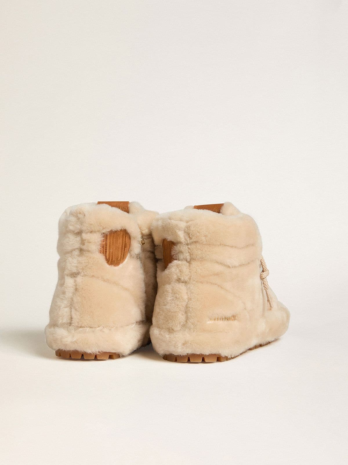 Women's Francy in beige shearling with brown leather star - Golden Goose Women