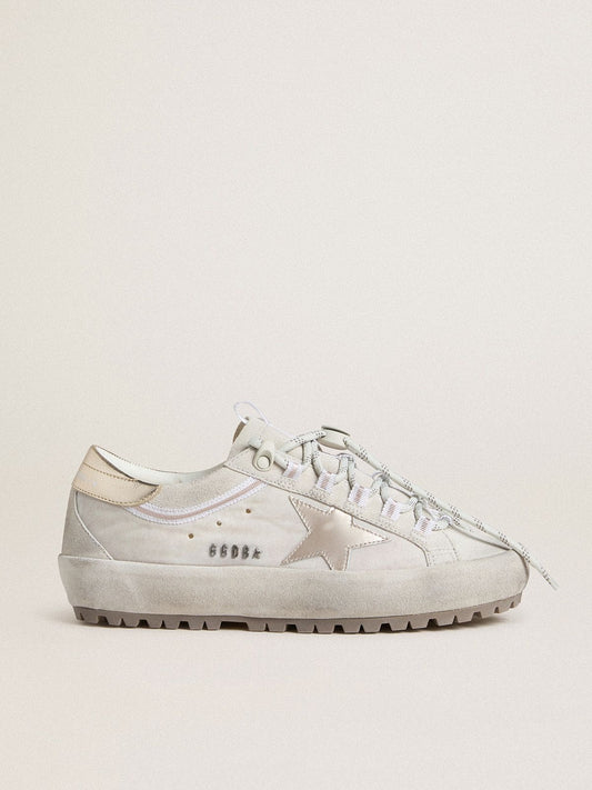 Women's Super-Star Ski in light gray nylon with metallic leather star and heel tab - Golden Goose Women