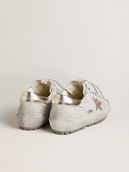 Women's Super-Star Ski in light gray nylon with metallic leather star and heel tab - Golden Goose Women