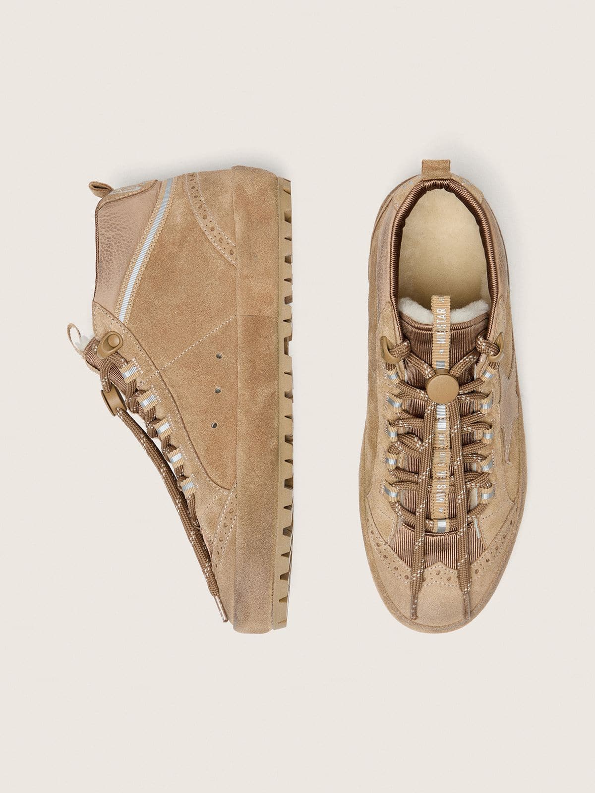 Women's Mid Star Ski in caramel suede with nubuck star and suede heel tab - Golden Goose Women