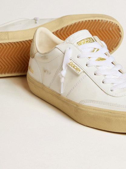 Women's Soul Star in white leather with beige suede heel tab - Golden Goose Women