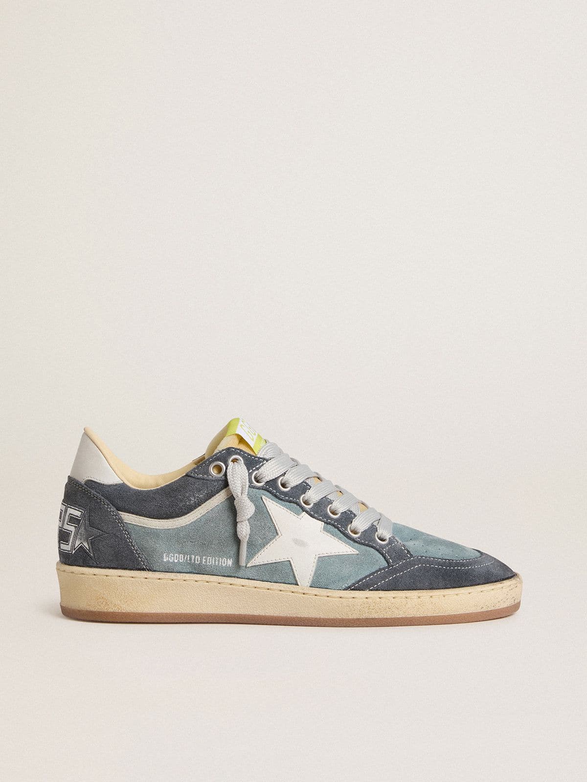 Women's Ball Star LTD in light blue suede with milk-white leather star and heel tab - Golden Goose Women