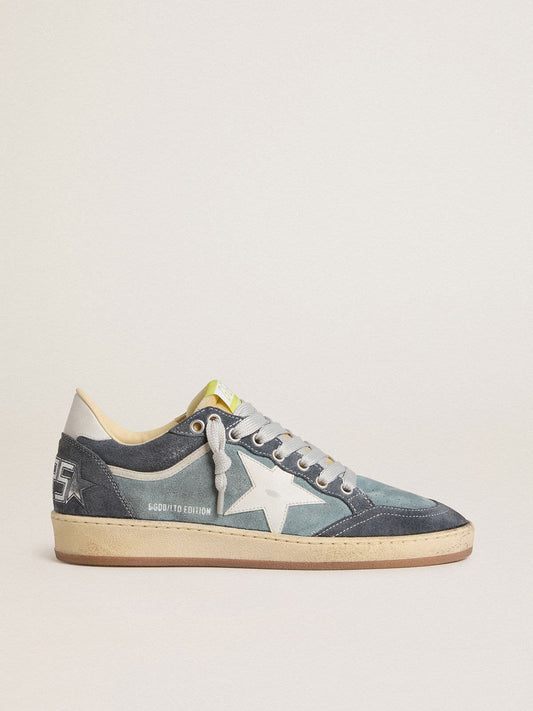 Women's Ball Star LTD in light blue suede with milk-white leather star and heel tab - Golden Goose Women