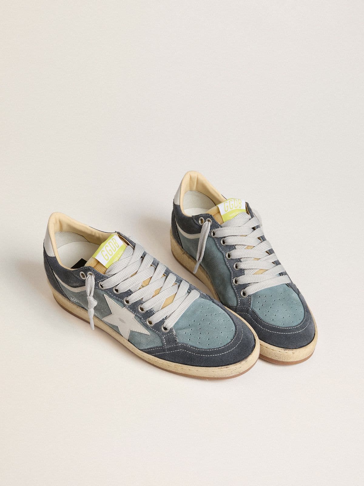 Women's Ball Star LTD in light blue suede with milk-white leather star and heel tab - Golden Goose Women