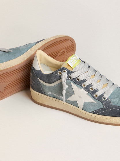 Women's Ball Star LTD in light blue suede with milk-white leather star and heel tab - Golden Goose Women
