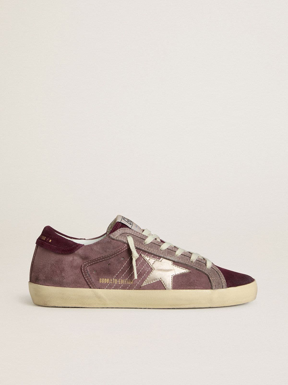 Women's Super-Star LTD in lilac suede with silver metallic leather star and suede heel tab - Golden Goose Women