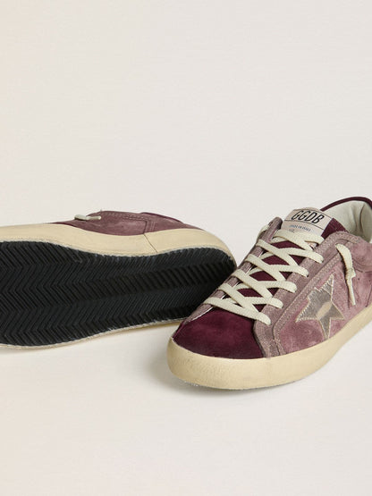 Women's Super-Star LTD in lilac suede with silver metallic leather star and suede heel tab - Golden Goose Women