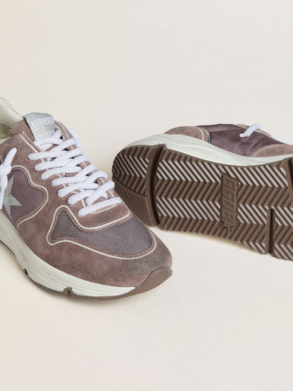Women's Running Sole  in lavender nylon and suede with printed star and silver leather heel tab - Golden Goose Women