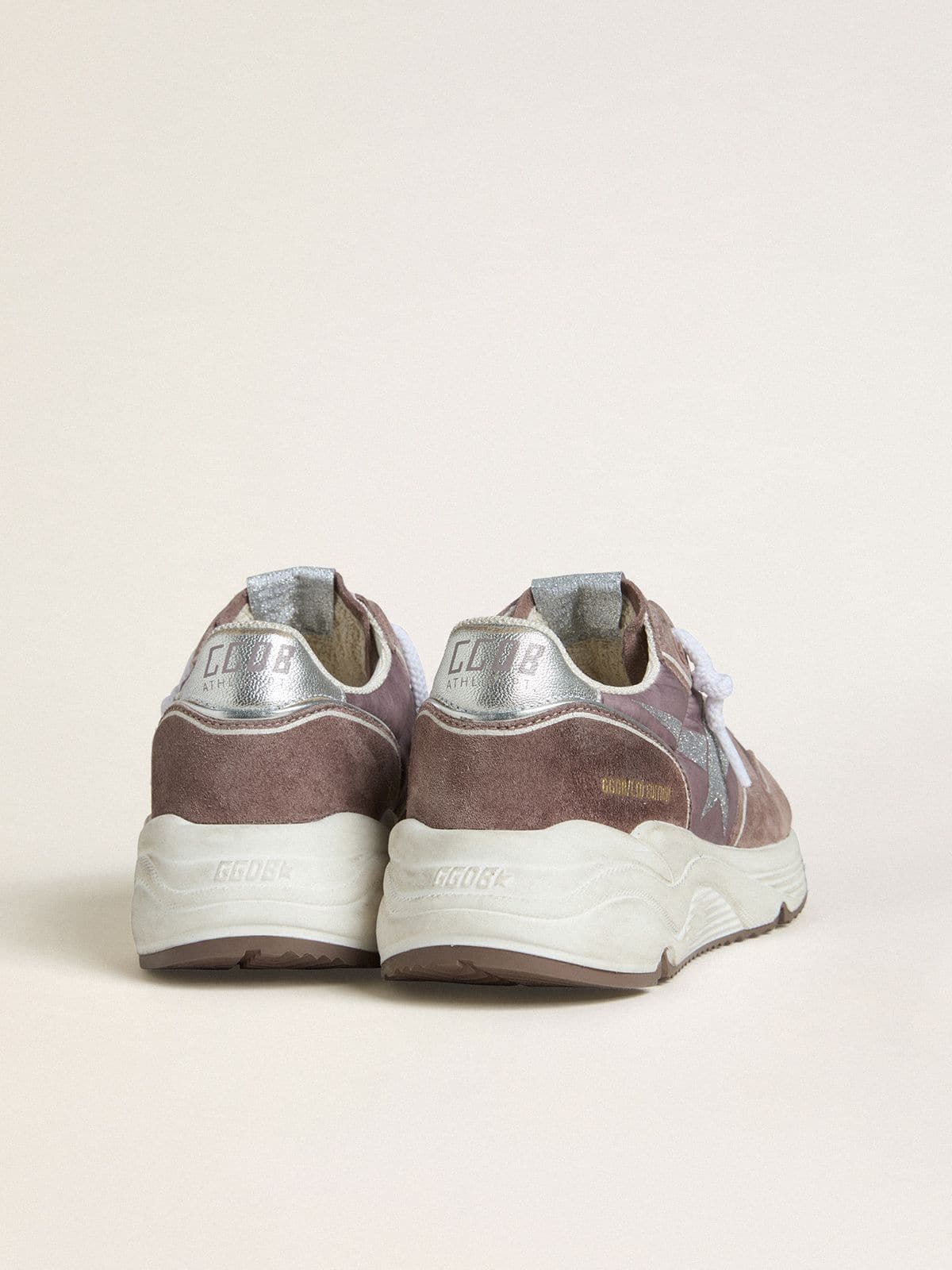 Women's Running Sole  in lavender nylon and suede with printed star and silver leather heel tab - Golden Goose Women