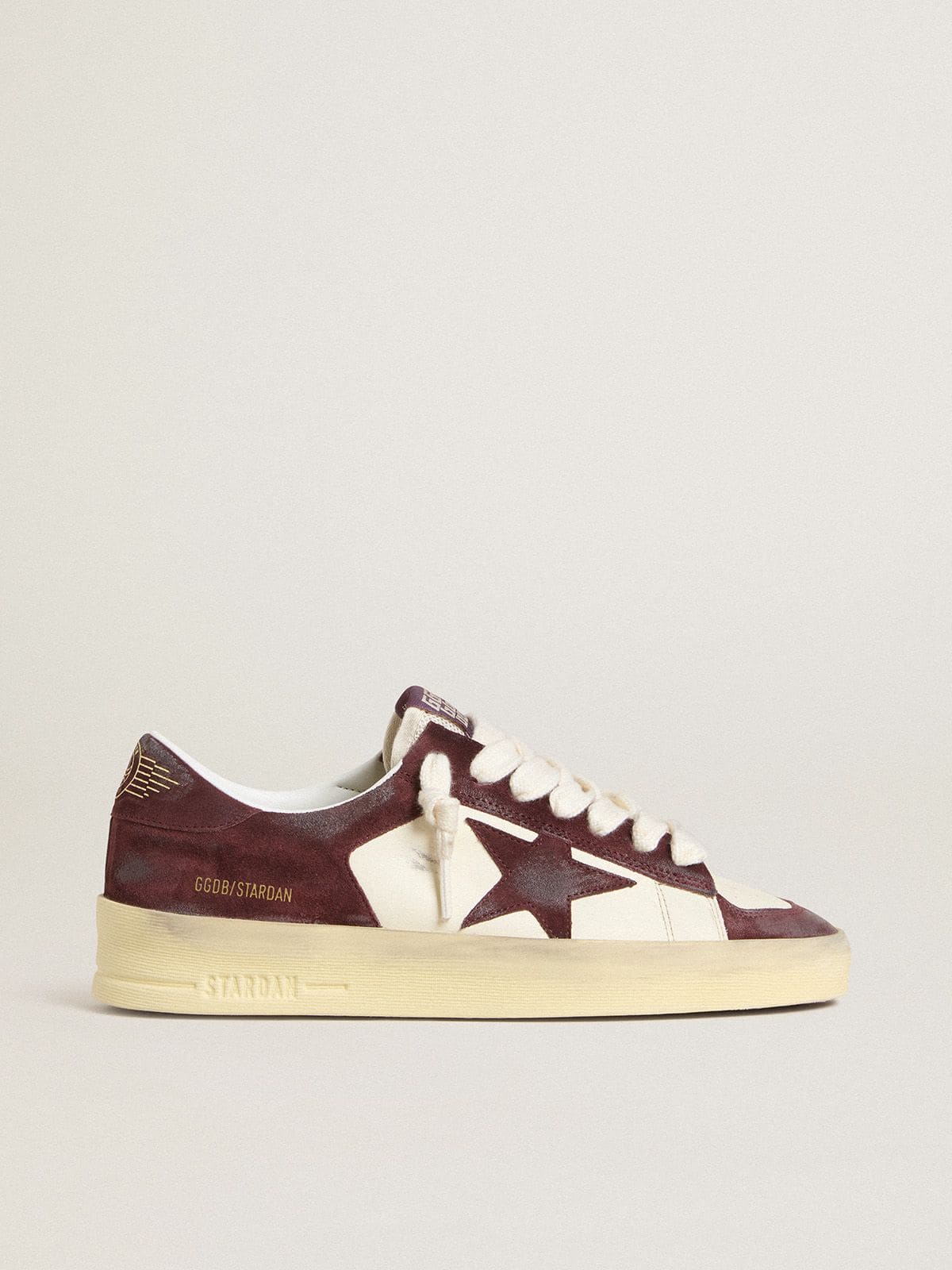 Women’s Stardan in white nappa with burgundy suede star and heel tab - Golden Goose Women