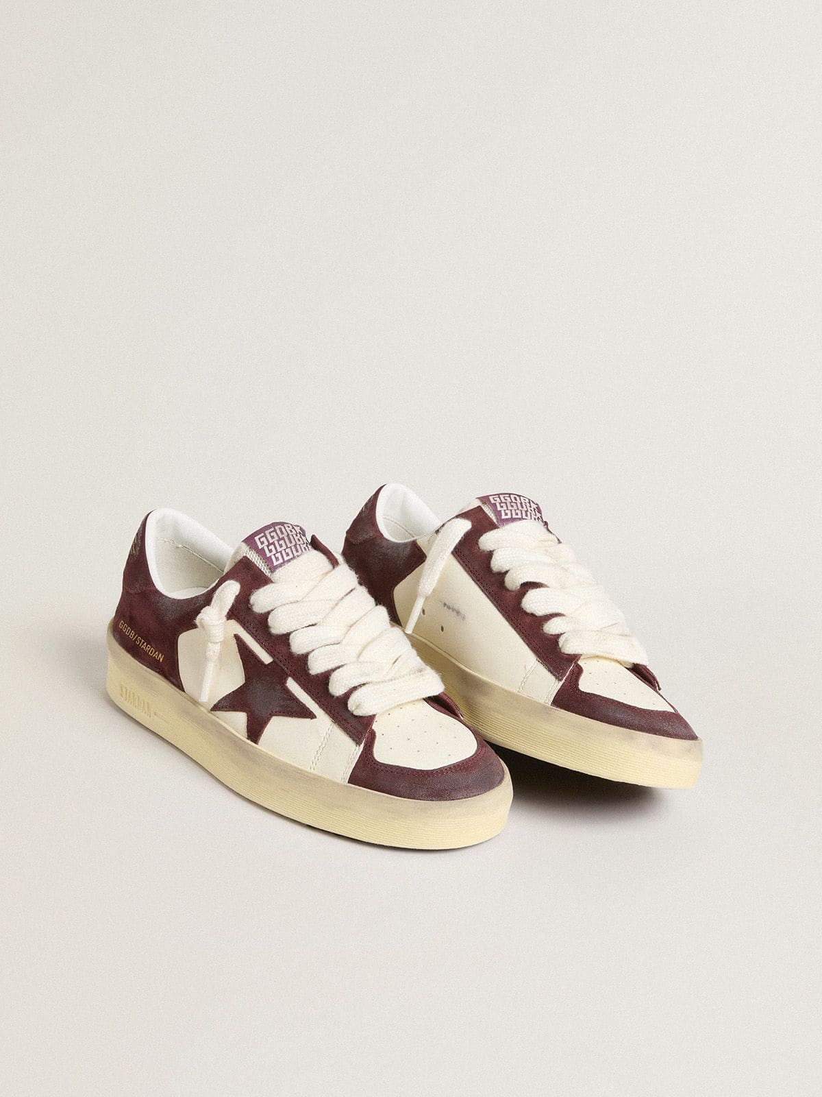 Women’s Stardan in white nappa with burgundy suede star and heel tab - Golden Goose Women