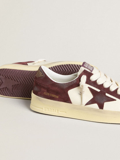 Women’s Stardan in white nappa with burgundy suede star and heel tab - Golden Goose Women