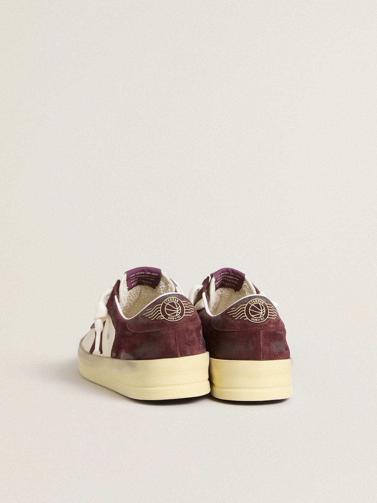 Women’s Stardan in white nappa with burgundy suede star and heel tab - Golden Goose Women
