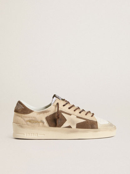 Women’s Stardan in military-green suede and beige pony skin with beige suede star - Golden Goose Women