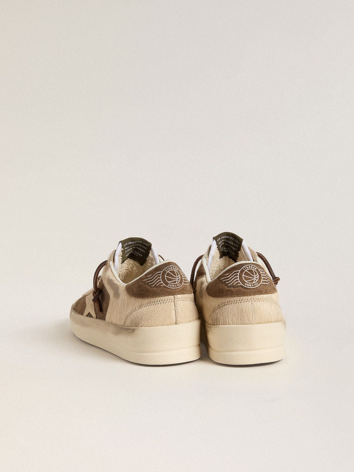 Women’s Stardan in military-green suede and beige pony skin with beige suede star - Golden Goose Women