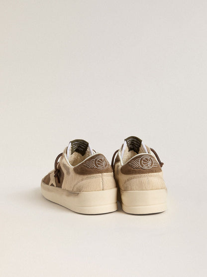 Women’s Stardan in military-green suede and beige pony skin with beige suede star - Golden Goose Women