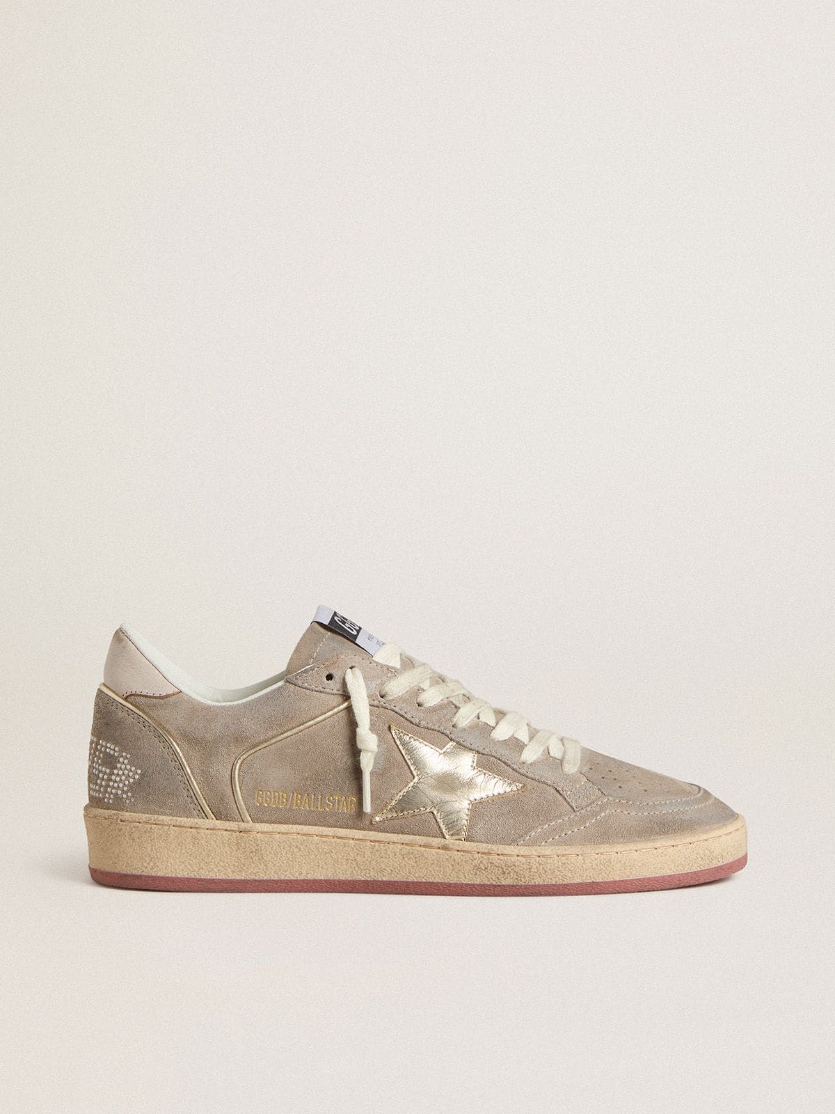 Women's Ball Star in beige suede with gold metallic leather star and bead lettering - Golden Goose Women