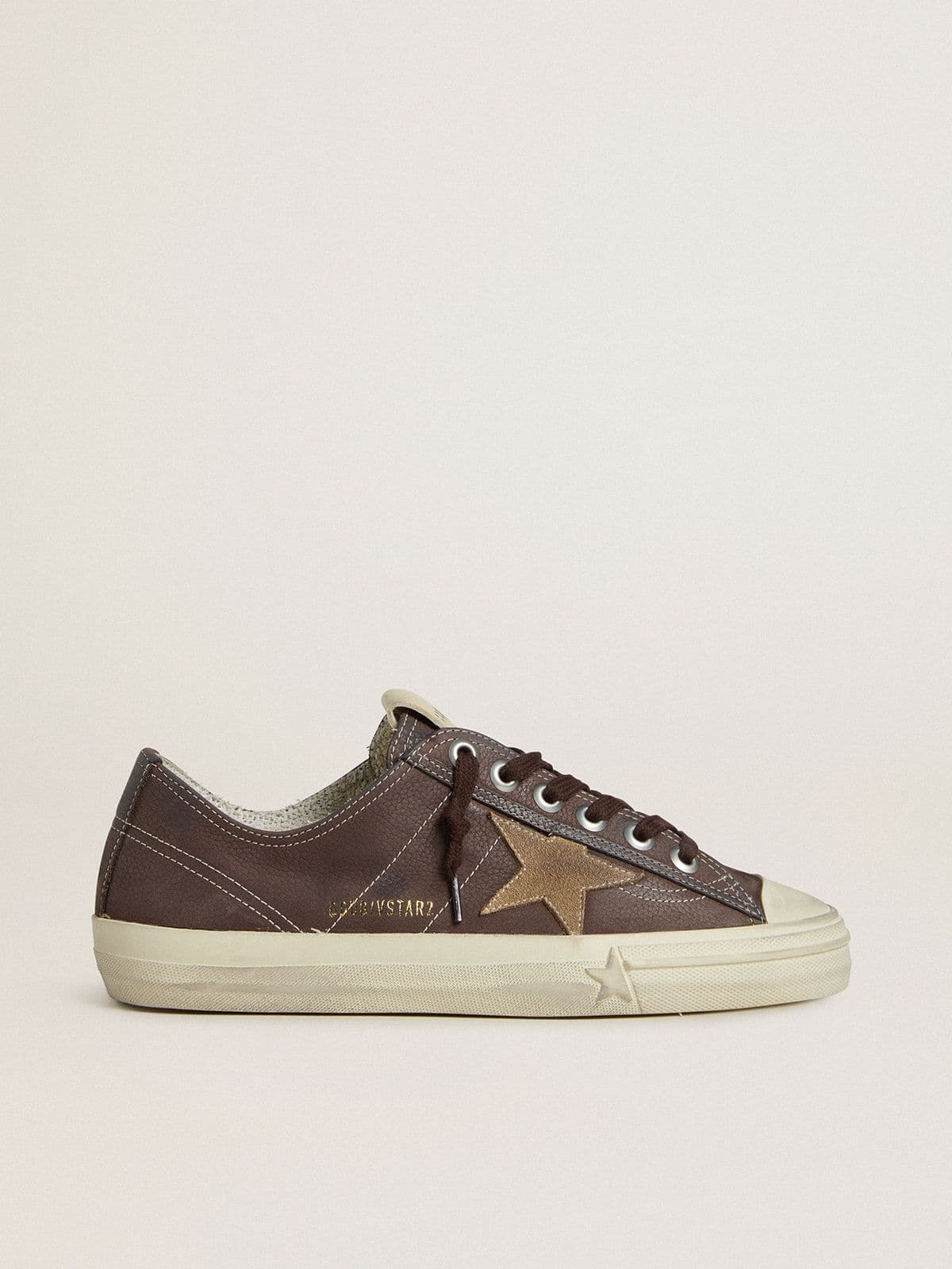 Women's V-Star in brown nubuck with tobacco-colored suede star - Golden Goose Women