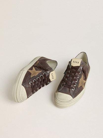 Women's V-Star in brown nubuck with tobacco-colored suede star - Golden Goose Women