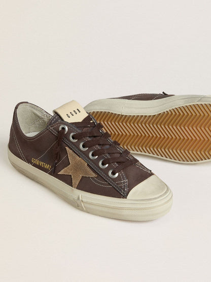 Women's V-Star in brown nubuck with tobacco-colored suede star - Golden Goose Women