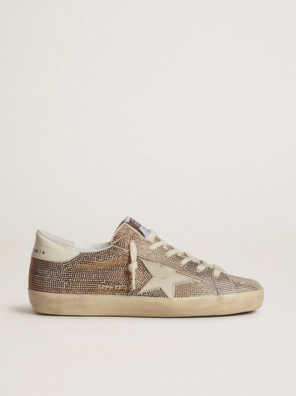 Super-Star in beige suede and multicolored crystals with cream-colored leather star and heel tab - Golden Goose Women