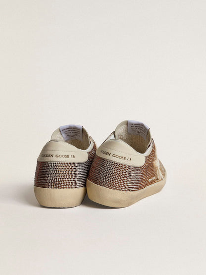 Super-Star in beige suede and multicolored crystals with cream-colored leather star and heel tab - Golden Goose Women