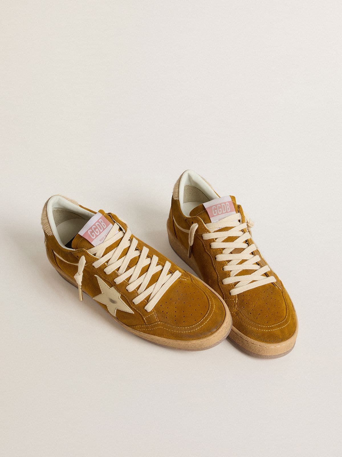 Women's Ball Star in suede with beige leather star and pony skin heel tab - Golden Goose Women