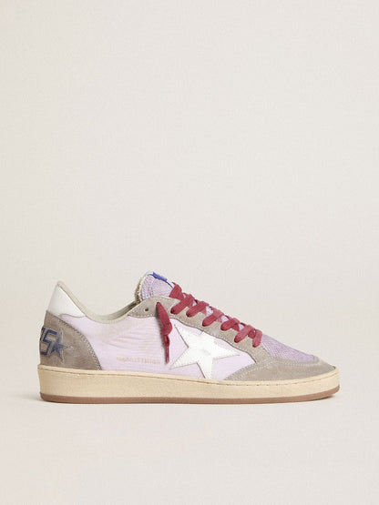 Women's Ball Star LTD in lilac nylon with white leather star and suede inserts - Golden Goose Women