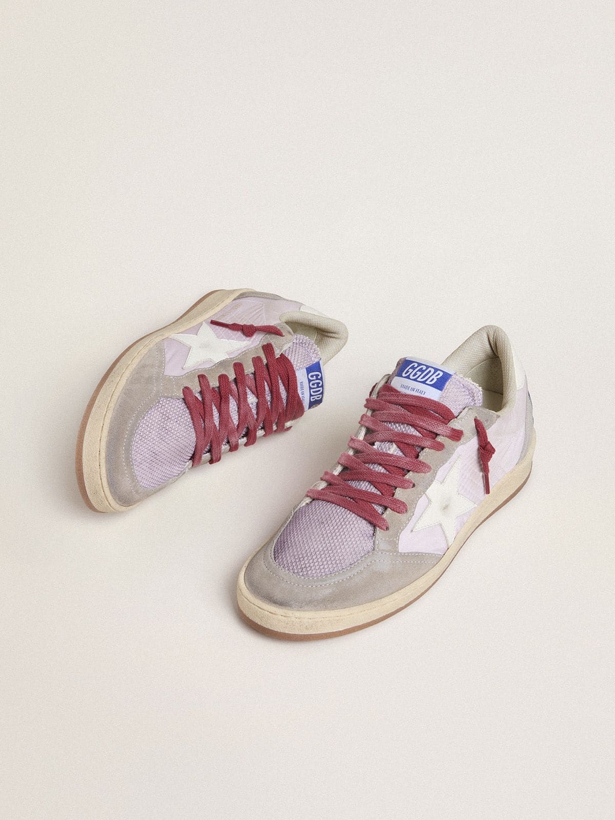 Women's Ball Star LTD in lilac nylon with white leather star and suede inserts - Golden Goose Women