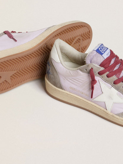 Women's Ball Star LTD in lilac nylon with white leather star and suede inserts - Golden Goose Women