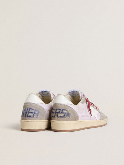 Women's Ball Star LTD in lilac nylon with white leather star and suede inserts - Golden Goose Women