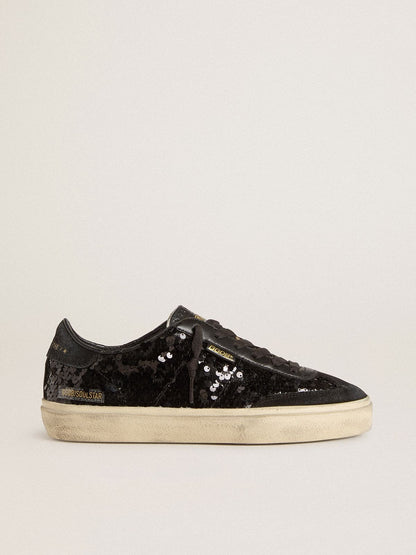 Women's Soul Star in black sequins with black suede heel tab - Golden Goose Women