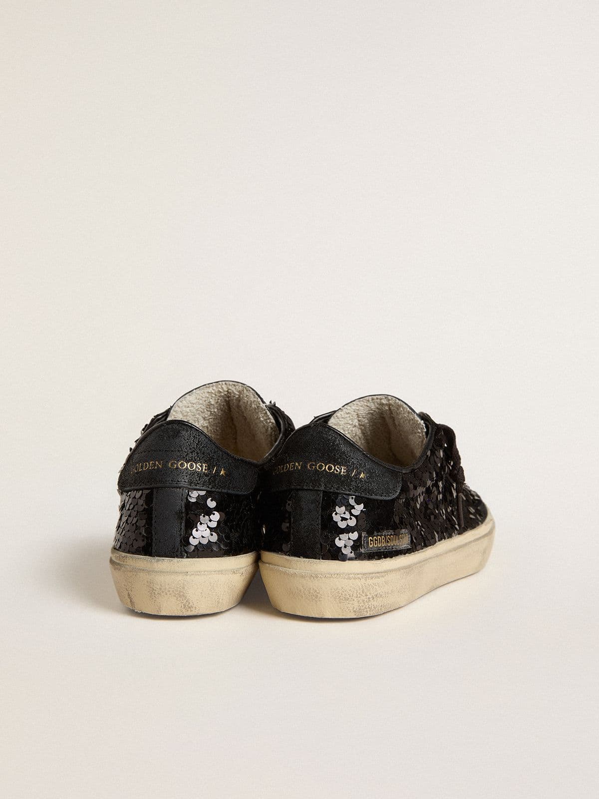 Women's Soul Star in black sequins with black suede heel tab - Golden Goose Women