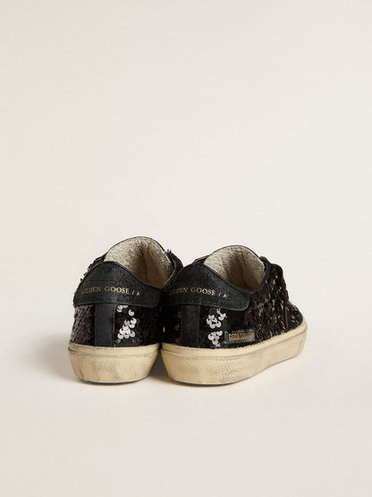 Women's Soul Star in black sequins with black suede heel tab - Golden Goose Women