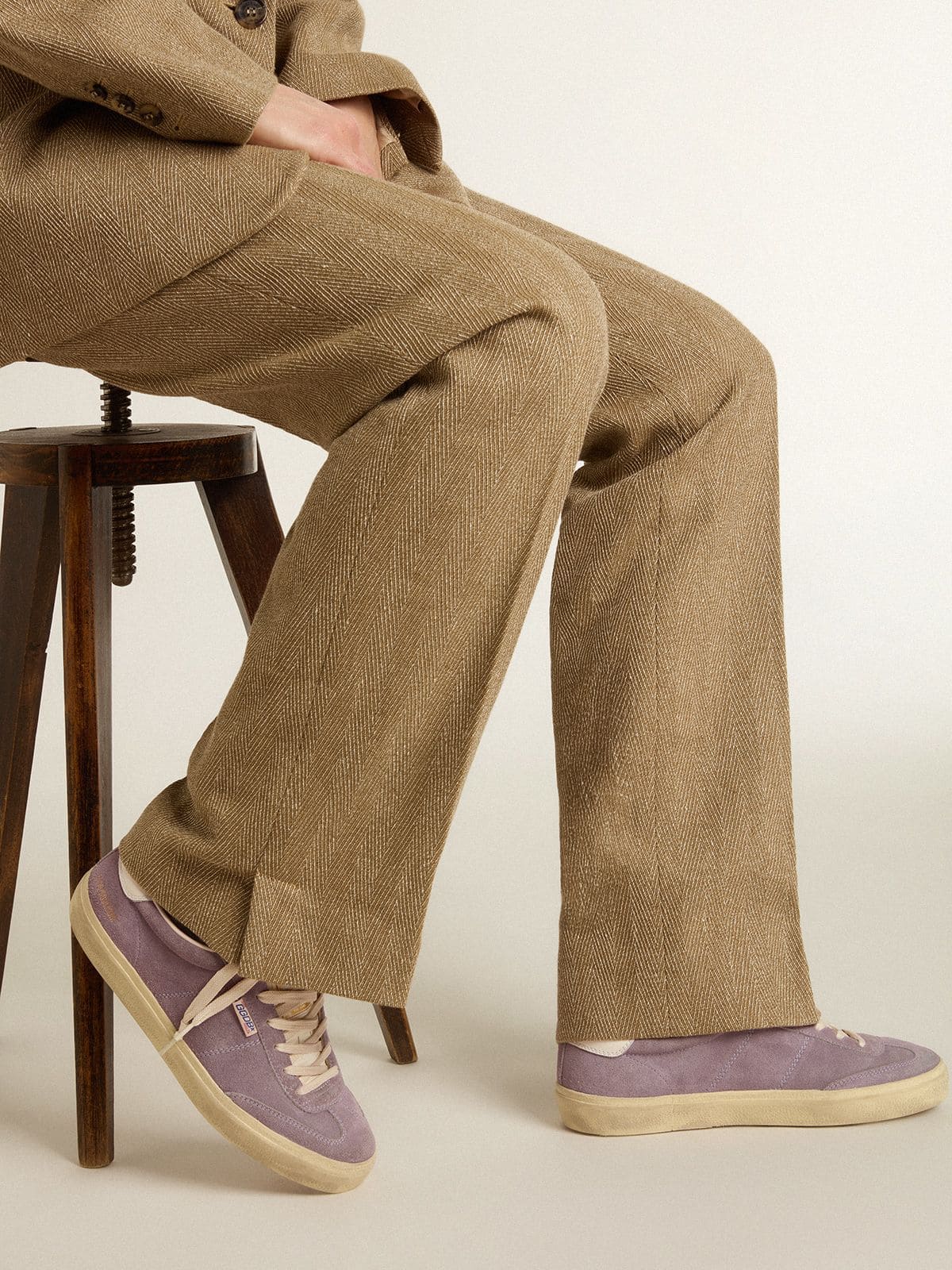 Women's Soul Star in lilac suede with white leather heel tab - Golden Goose Women