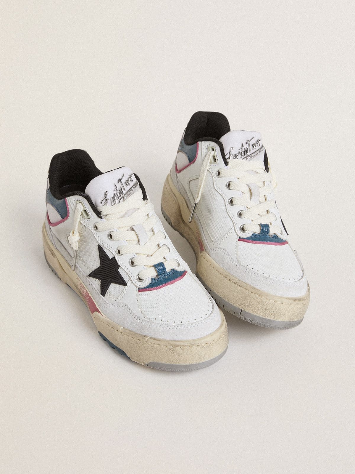 Women's Forty2 with black star and silver foiled leather heel tab - Golden Goose Women