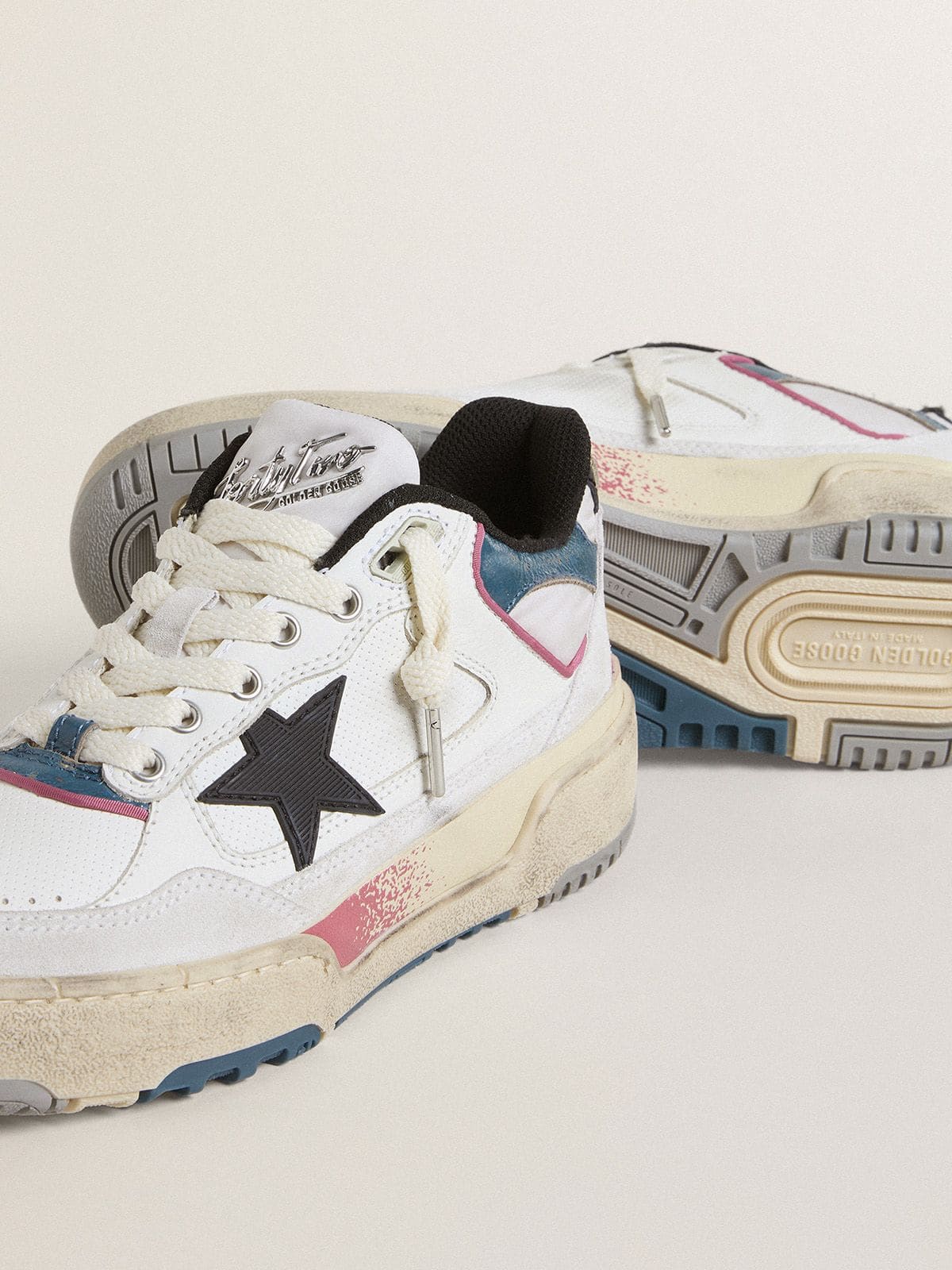 Women's Forty2 with black star and silver foiled leather heel tab - Golden Goose Women