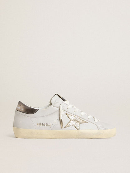 Super-Star with crackle leather star and metallic foiled leather heel tab - Golden Goose Women