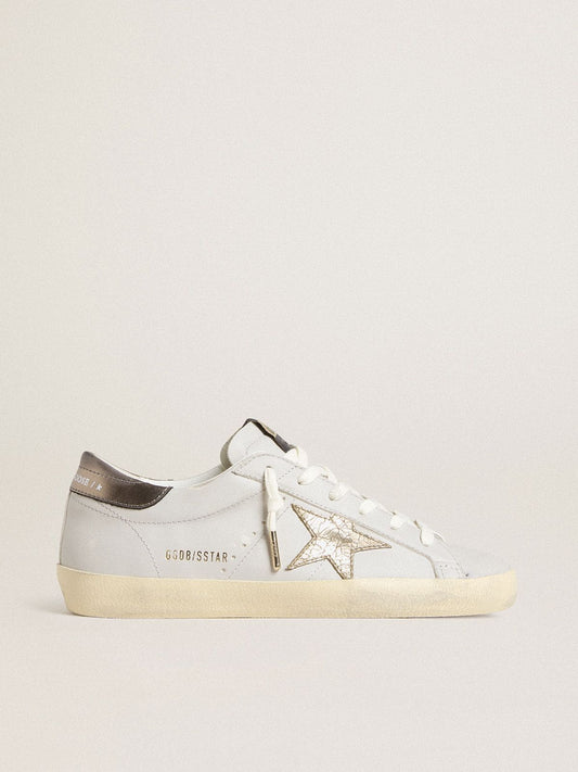 Super-Star with crackle leather star and metallic foiled leather heel tab - Golden Goose Women