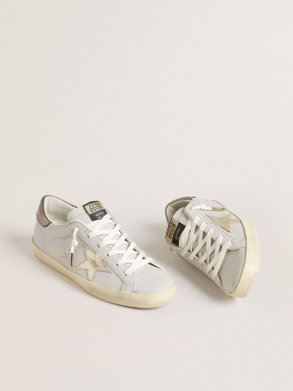 Super-Star with crackle leather star and metallic foiled leather heel tab - Golden Goose Women
