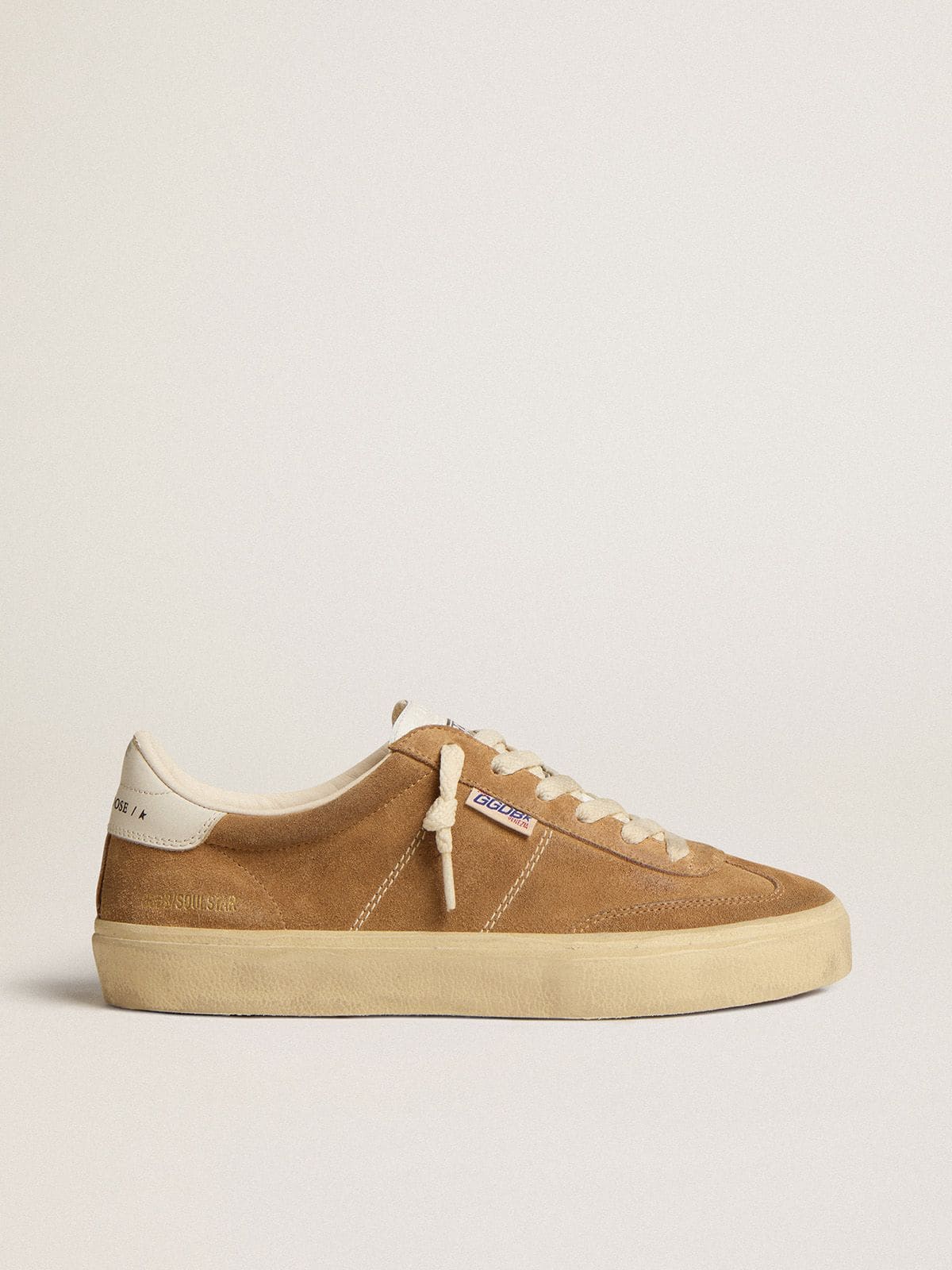 Women's Soul Star in camel-colored suede with white leather heel tab and tongue - Golden Goose Women