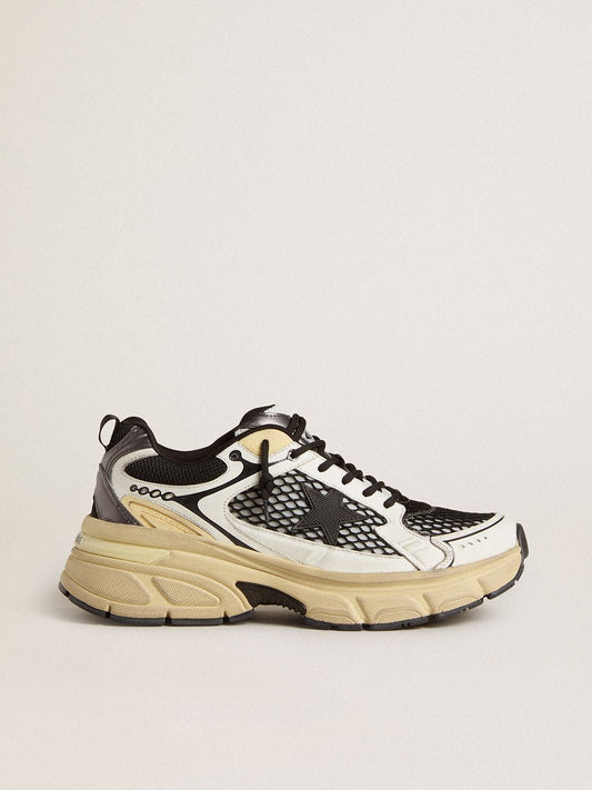 Women’s Lightstar in white leather and black mesh with black TPU star - Golden Goose Women