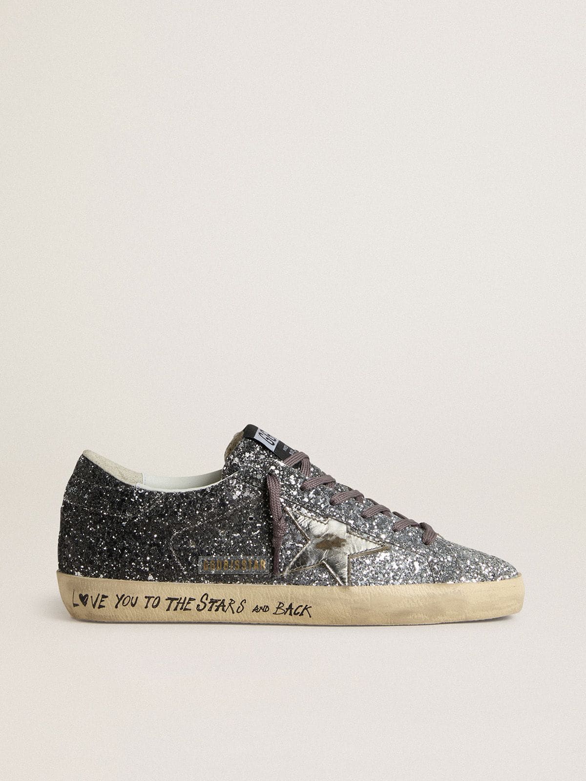 Women's Super Star with glitter upper and silver metallic leather star - Golden Goose Women