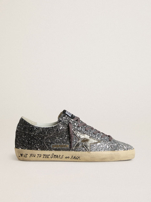 Women's Super Star with glitter upper and silver metallic leather star - Golden Goose Women