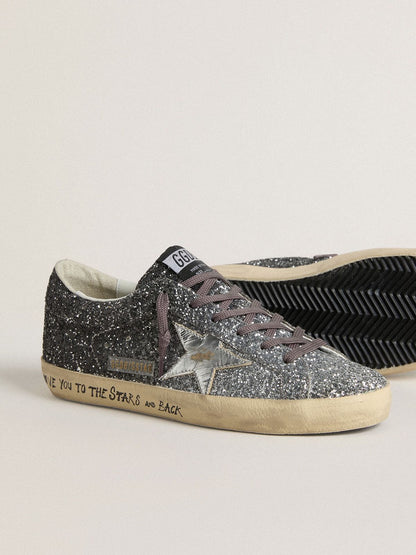 Women's Super Star with glitter upper and silver metallic leather star - Golden Goose Women