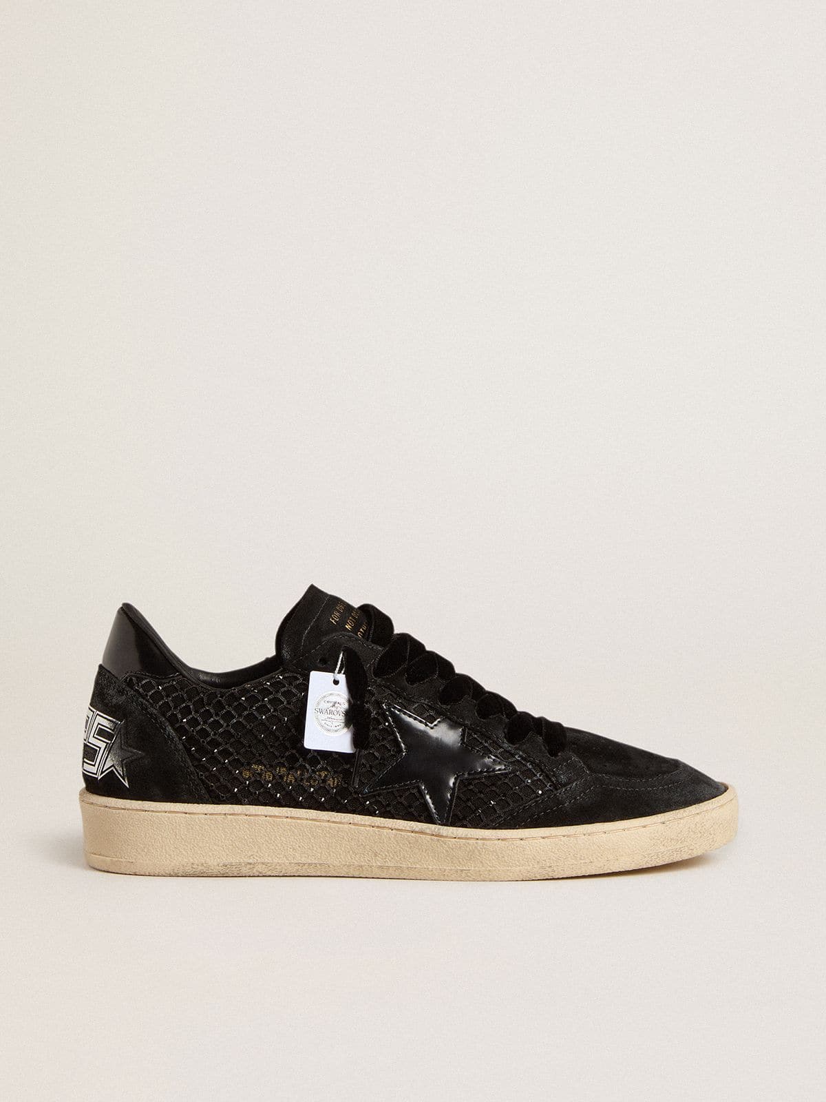 Women’s Ball Star in mesh with Swarovski crystals and black laminated leather star and heel tab - Golden Goose Women