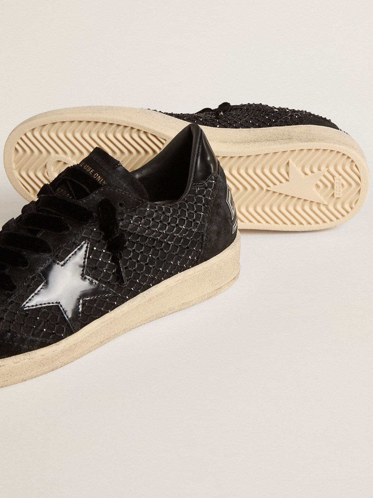 Women’s Ball Star in mesh with Swarovski crystals and black laminated leather star and heel tab - Golden Goose Women