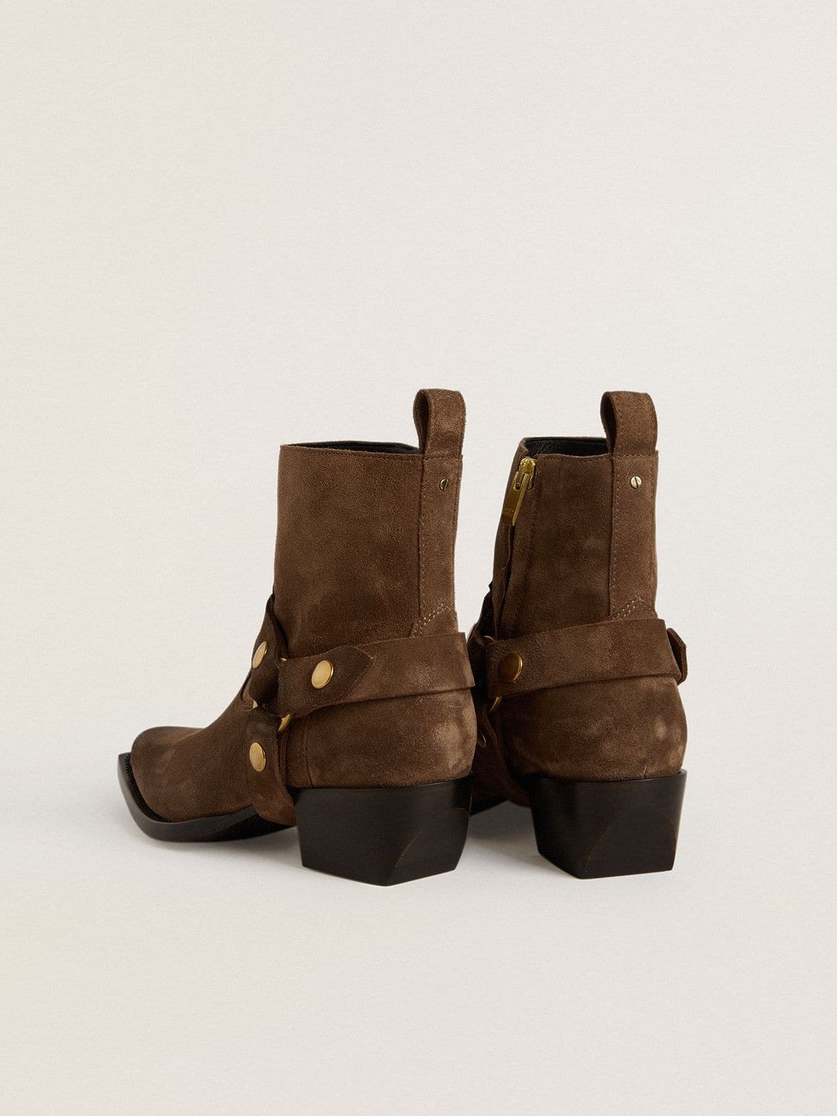 Low Debbie boots in dove-gray suede with removable buckle - Golden Goose Women